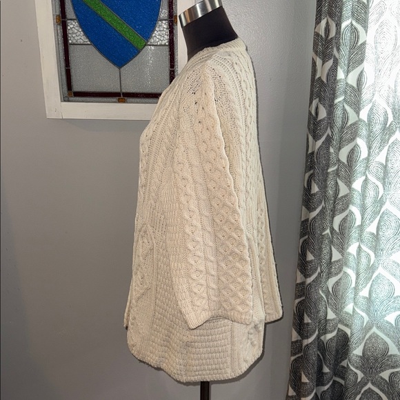 Kilronan Knitwear 100% Pure New Wool Cropped Sleeve Cardigan Sweater SZ Large - Picture 3 of 7